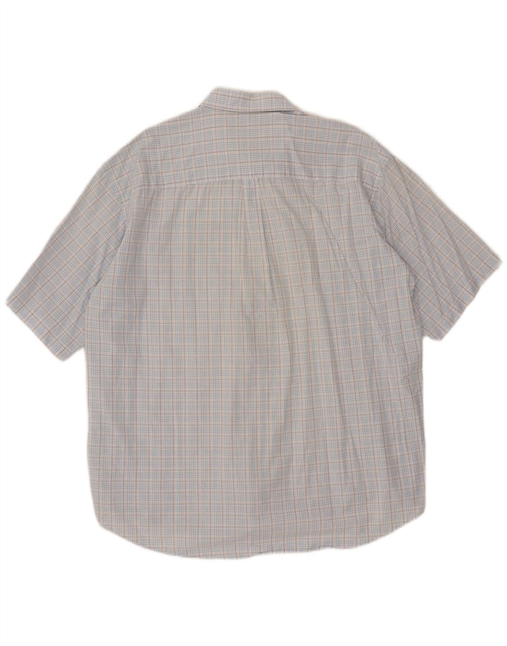 ASICS Camisa de manga corta para hombre 2XL Algodón a cuadros azules