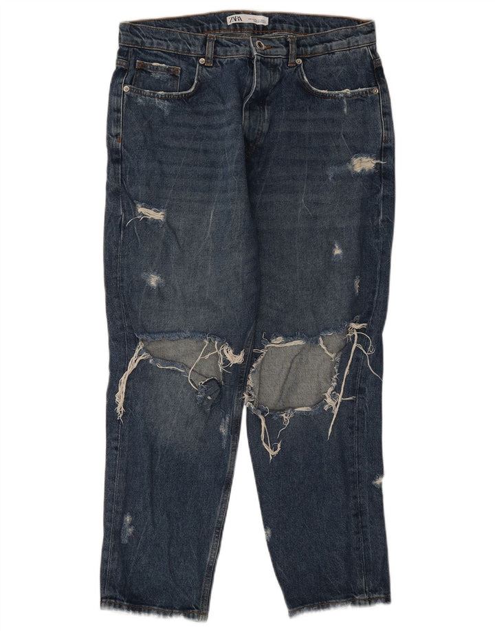 Zara Jeans recortados desgastados para hombre EU 40 Medium W31 L26 Azul