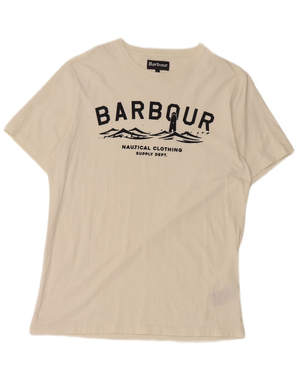 Barbour Camiseta gráfica de ajuste a medida para hombre Top grande de algodón blanco