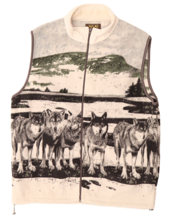 Atlas For Men Chaleco polar gráfico para hombre UK 44 2XL Poliéster blanco roto
