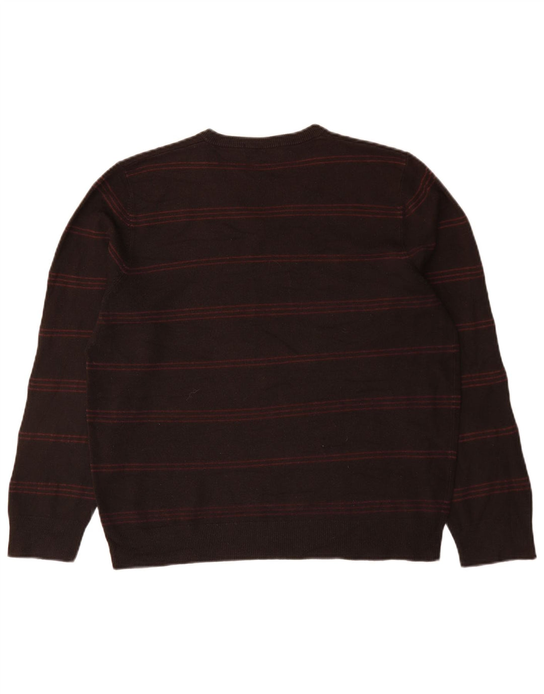 Marks & Spencer Suéter tipo jersey con cuello en V para hombre, color azul, talla grande, color marrón, a rayas