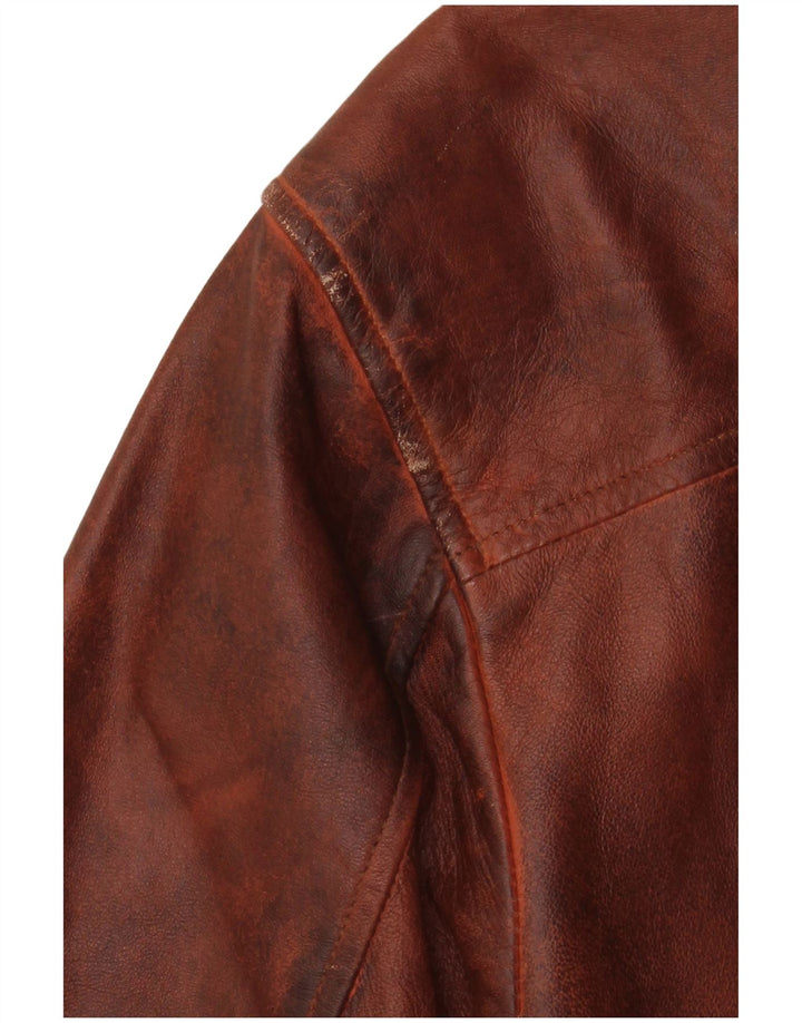 Vintage Mujer Reino Unido 18 XL Cuero Marrón
