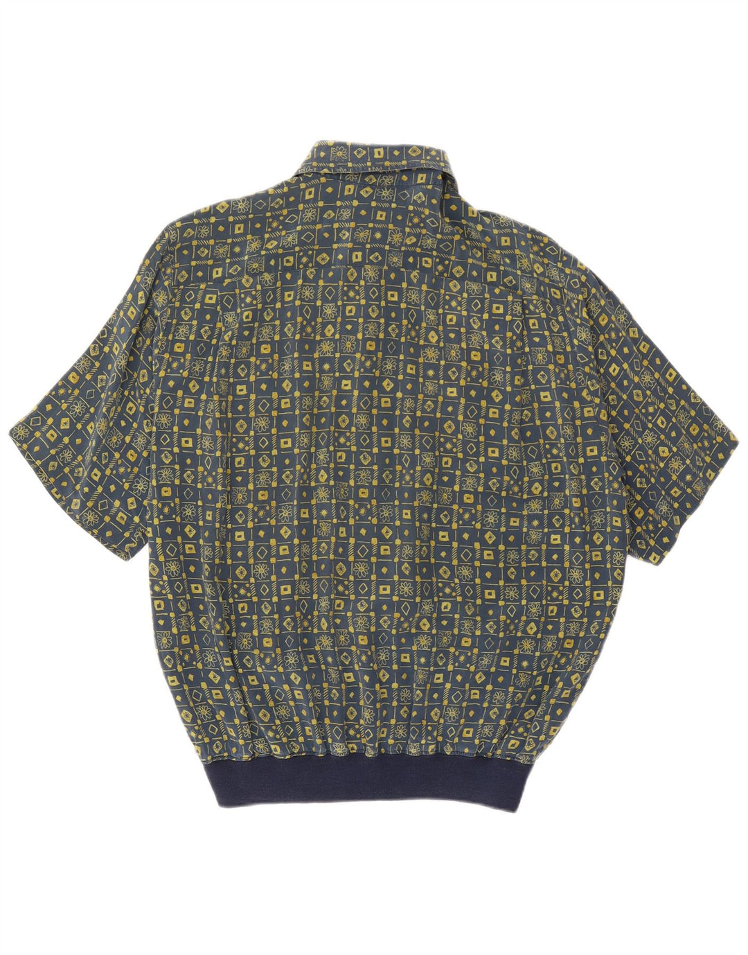 Gran Sasso Camisa tipo jersey de manga corta para hombre, grande, azul marino, geométrico