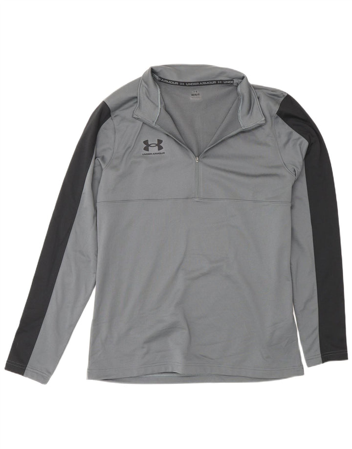 Under Armour Hombre Zip Neck Pullover Chándal Top Grande Gris Colorblock