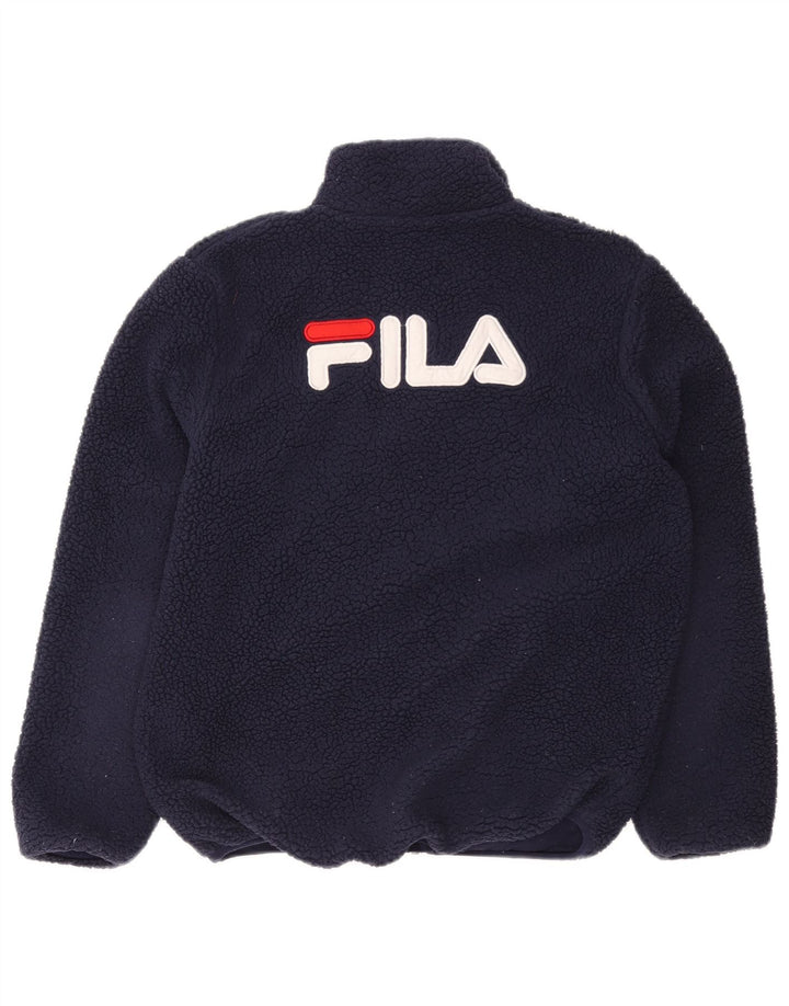FILA Chaqueta polar con gráfico extragrande para mujer UK 6 XS Poliéster azul marino