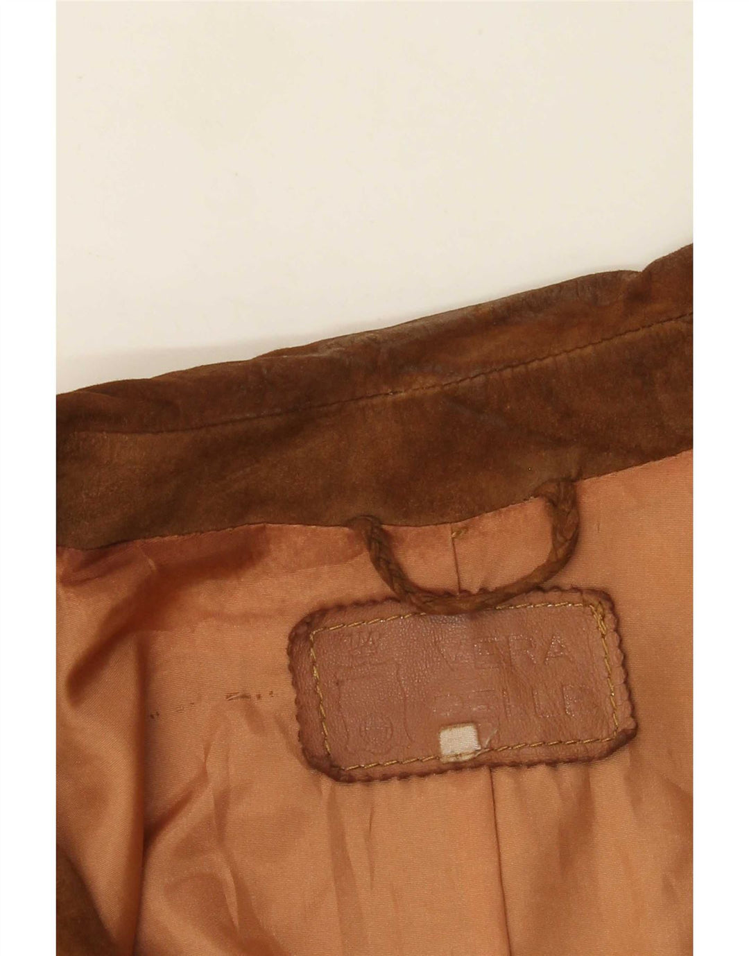 Vintage mujer 2 botones ante Blazer chaqueta Reino Unido 12 cuero beige medio