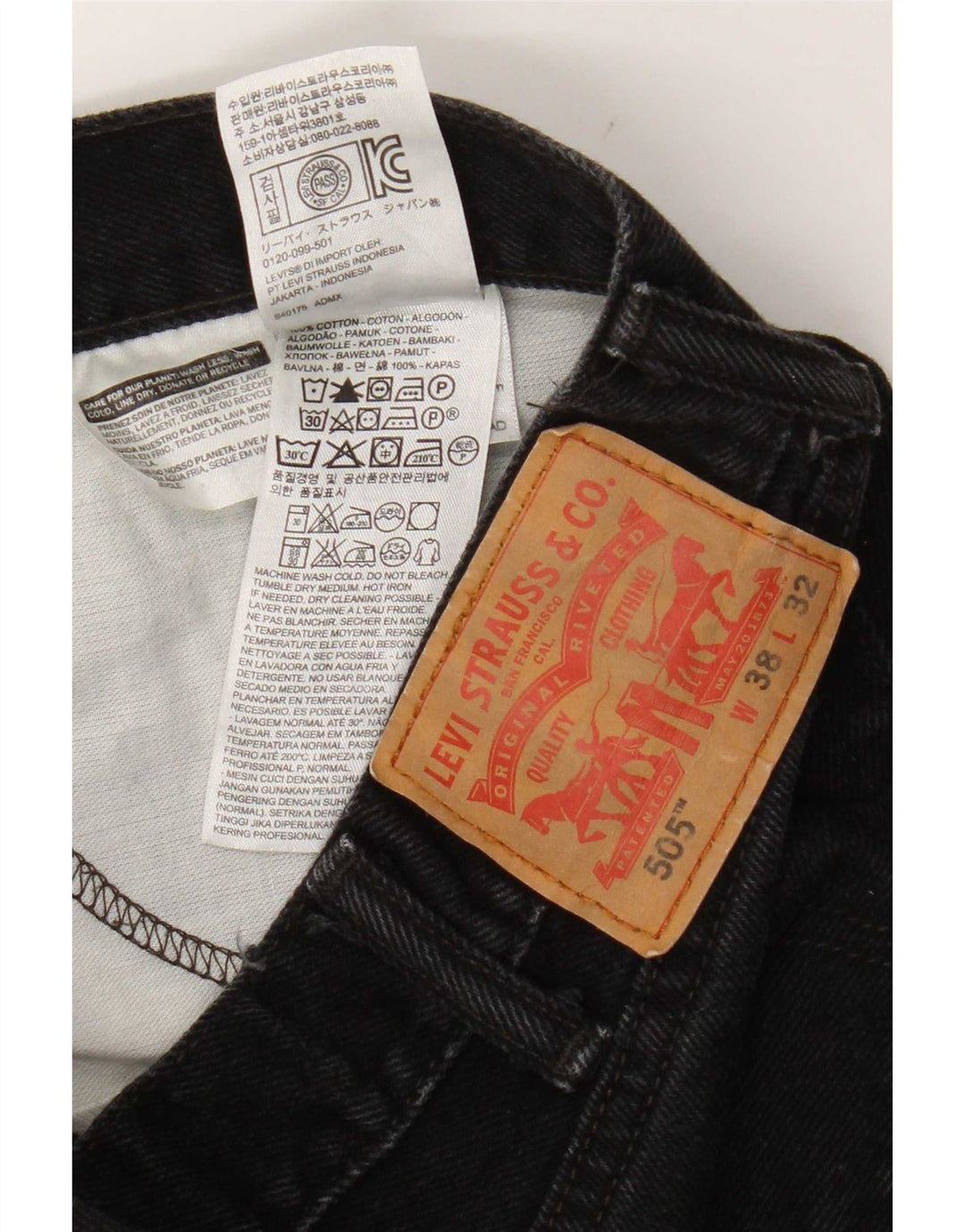 Levi's Jeans rectos 505 para hombre W38 L32 Algodón negro