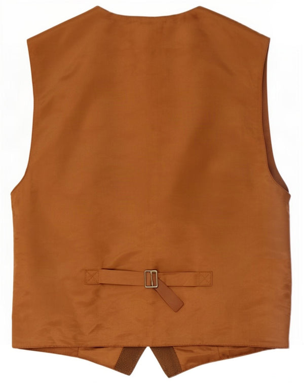Chaleco de ante vintage para hombre IT 48 cuero marrón medio