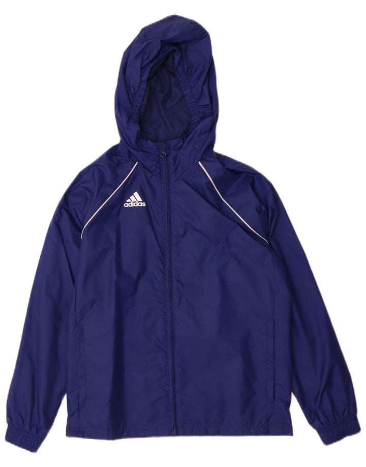 Adidas Chaqueta impermeable con capucha y cremallera para niños 9-10 años Azul marino