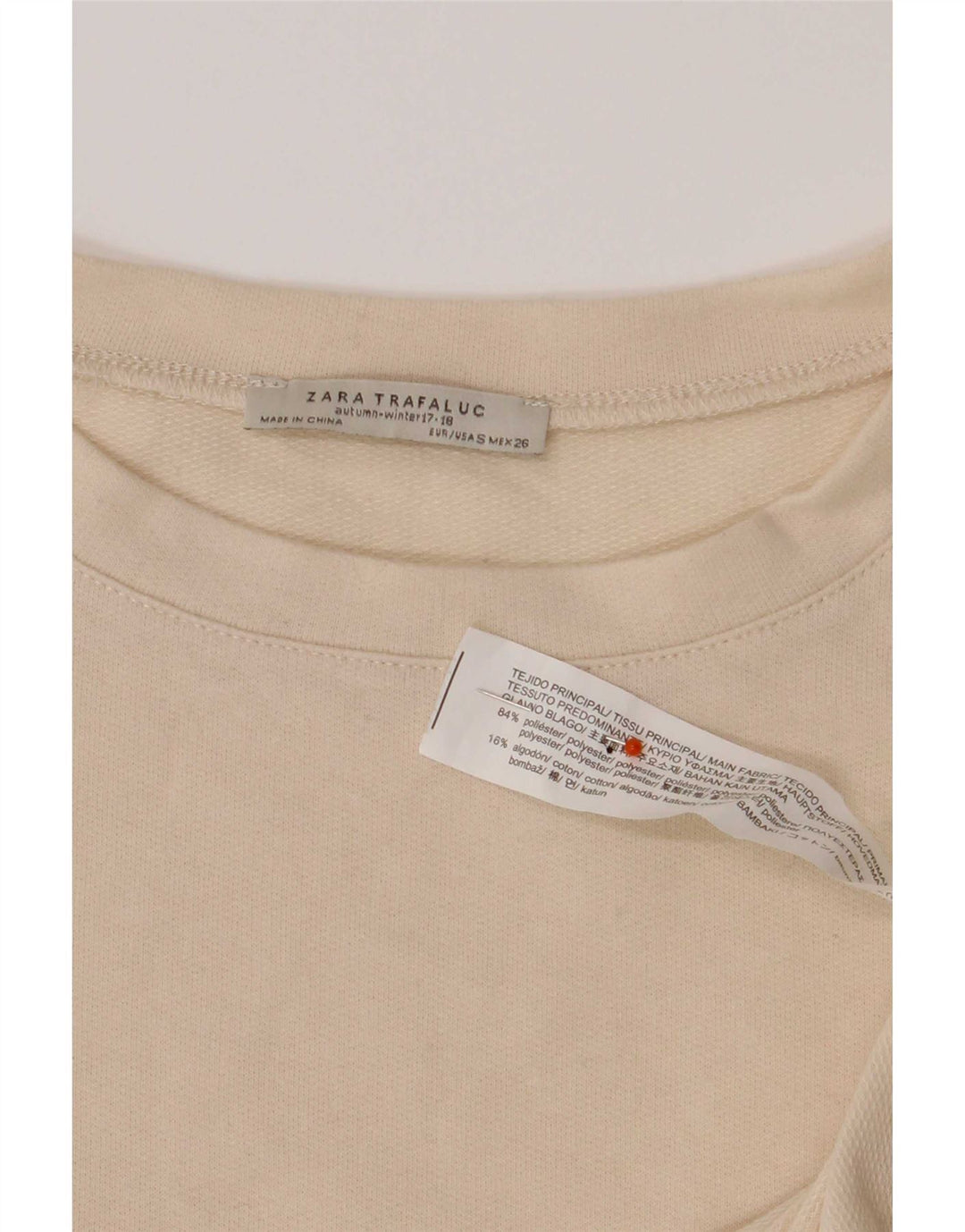 Zara Mujer Top Extragrande Manga Larga UK 40 Small Beige Colorblock