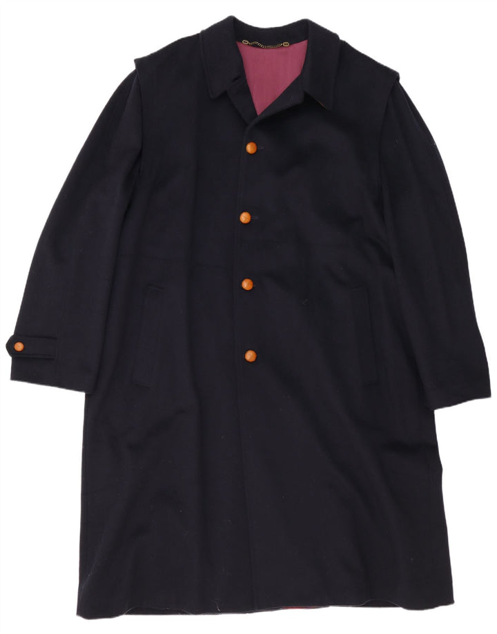 Vintage hombres abrigo Reino Unido 44 2XL azul marino