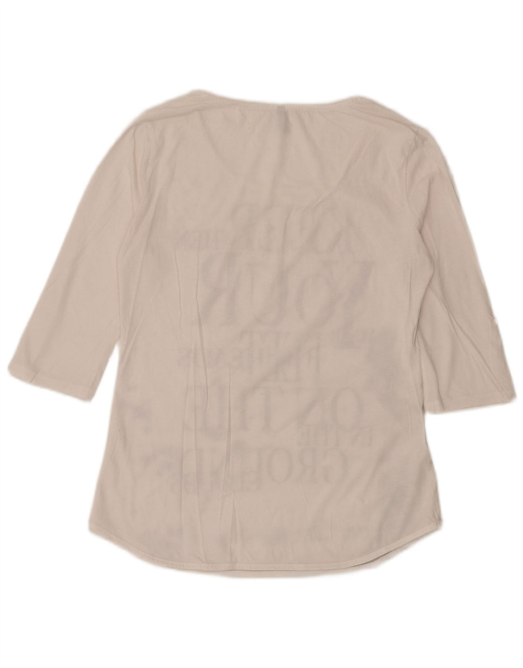 BENETTON Top gráfico para mujer manga 3/4 UK 12 Medium White