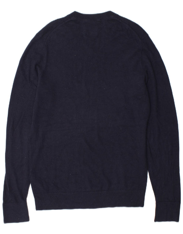 Abercrombie & Fitch Jersey con cuello en V para hombre de lana azul marino medio