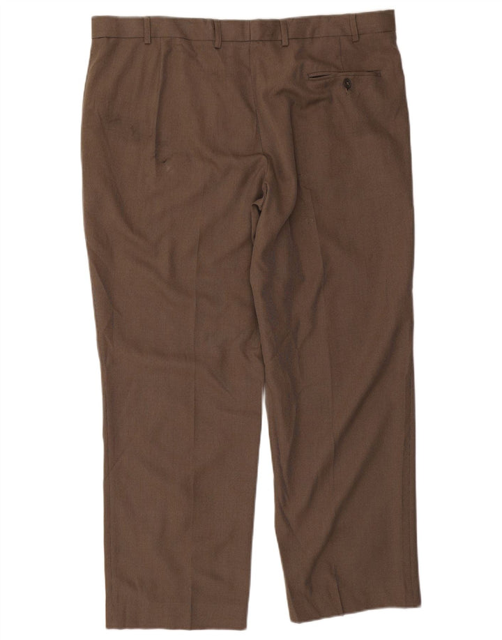 Marks & Spencer Pantalón de traje de corte regular para hombre W40 L29 Poliéster marrón