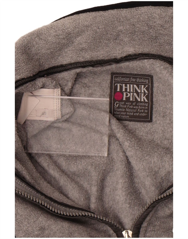 Think Pink Jersey de Forro Polar con Cuello y Cremallera Extragrande para Hombre Gris Pequeño