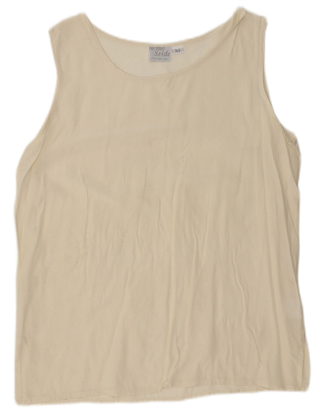 Reine Seide Top sin mangas para mujer UK 44 Seda beige medio