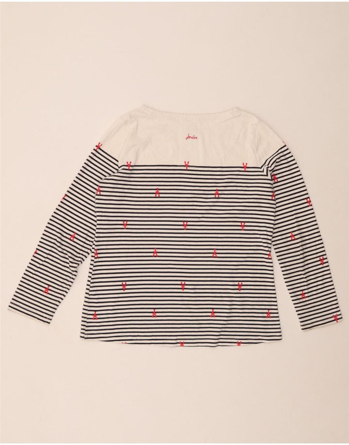 JOULES Top Mujer Manga Larga UK 44 Grande Blanco Rayas