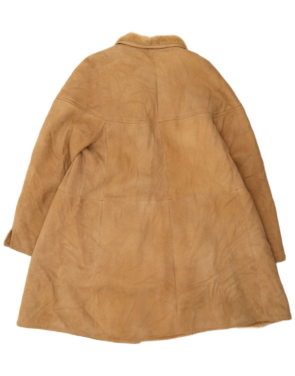 Vintage mujer shearling abrigo Reino Unido 14 grande beige