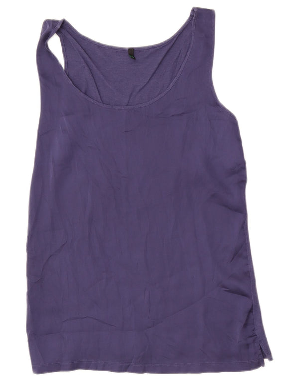 Benetton Camiseta Sin Mangas Mujer ES 42 Mediano Púrpura Poliéster