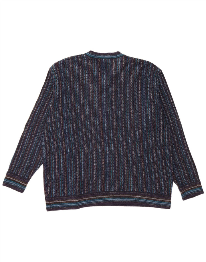 NANI BON Jersey con cuello en V para hombre IT 54 XL Acrílico a rayas azul marino