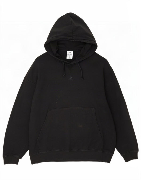 Adidas - Sudadera con capucha para hombre, ajuste holgado, talla 2XL, algodón negro