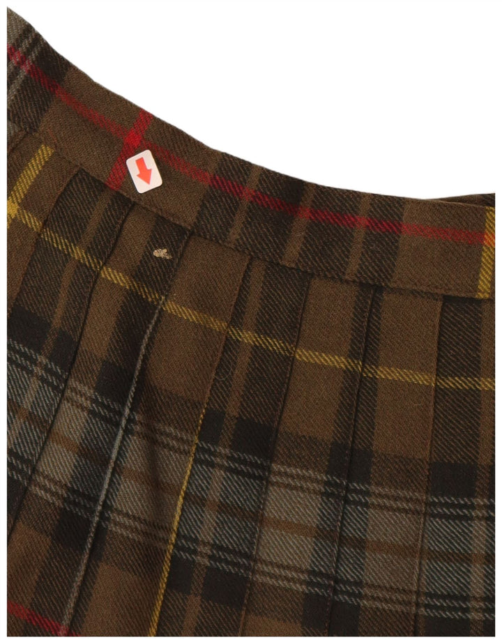 VINTAGE Falda cruzada para mujer W28 Cuadros caqui medio