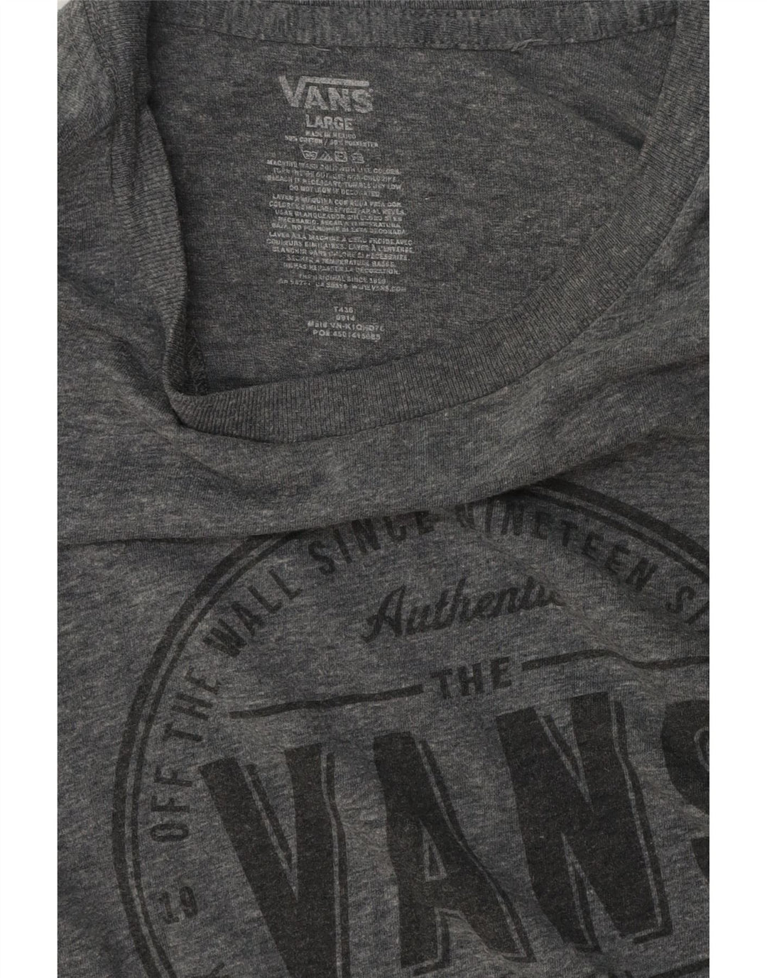 Vans - Camiseta gráfica para hombre, talla grande, algodón gris