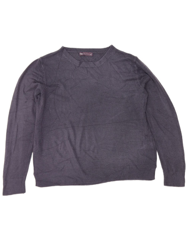 Marks & Spencer Jersey con Cuello Barco para Mujer UK 44 Grande Azul Marino