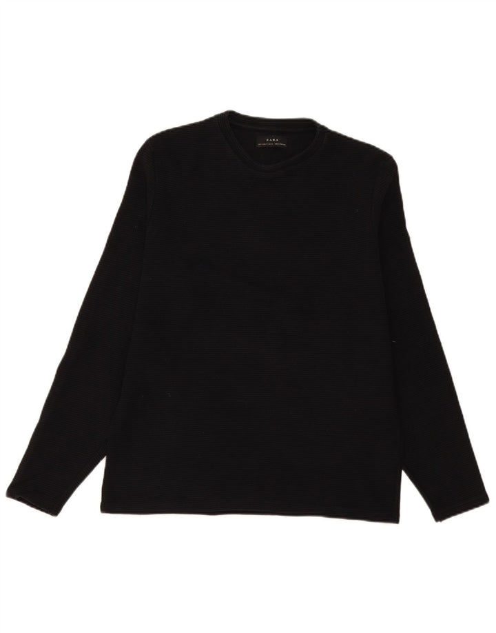 Zara Hombre Top Manga Larga Mediano Negro Rayas
