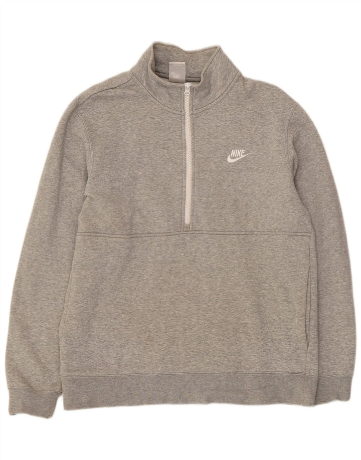 Jersey con capucha y cuello con cremallera para hombre Nike de algodón gris medio