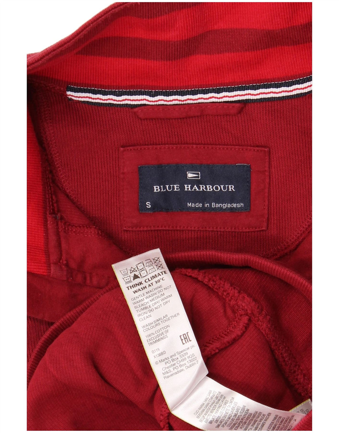 BLUE HARBOR Sudadera con Cuello y Cremallera para Hombre Jersey Pequeño Algodón Rojo