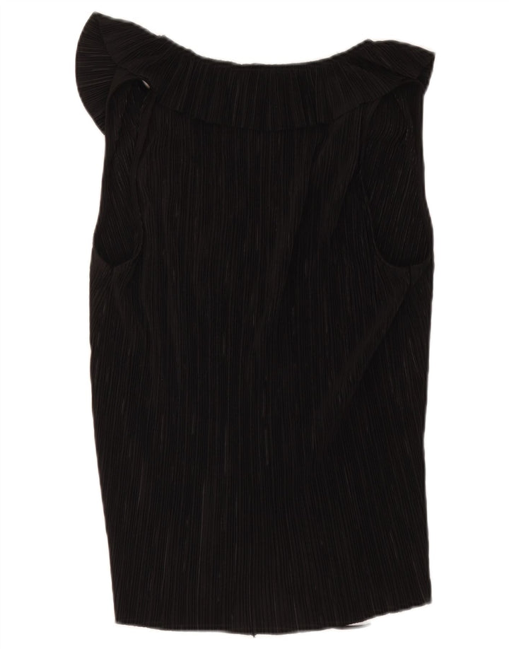 Zara Mujer Blusa Sin Mangas Top UK 42 Medio Negro Poliéster