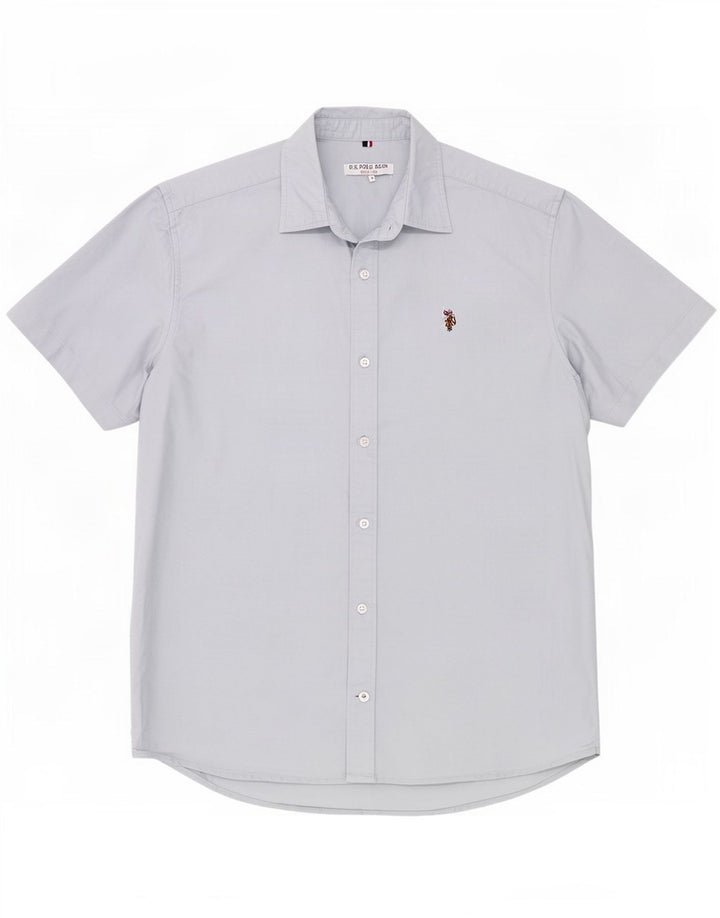 Asociación de Polo de EE. UU. Camisa Manga Corta Hombre Algodón Azul Medio