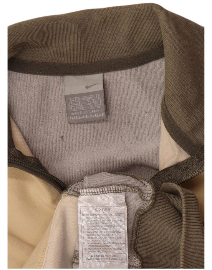 NIKE Chaqueta corta de chándal para mujer UK 8/10 Small Beige Colorblock