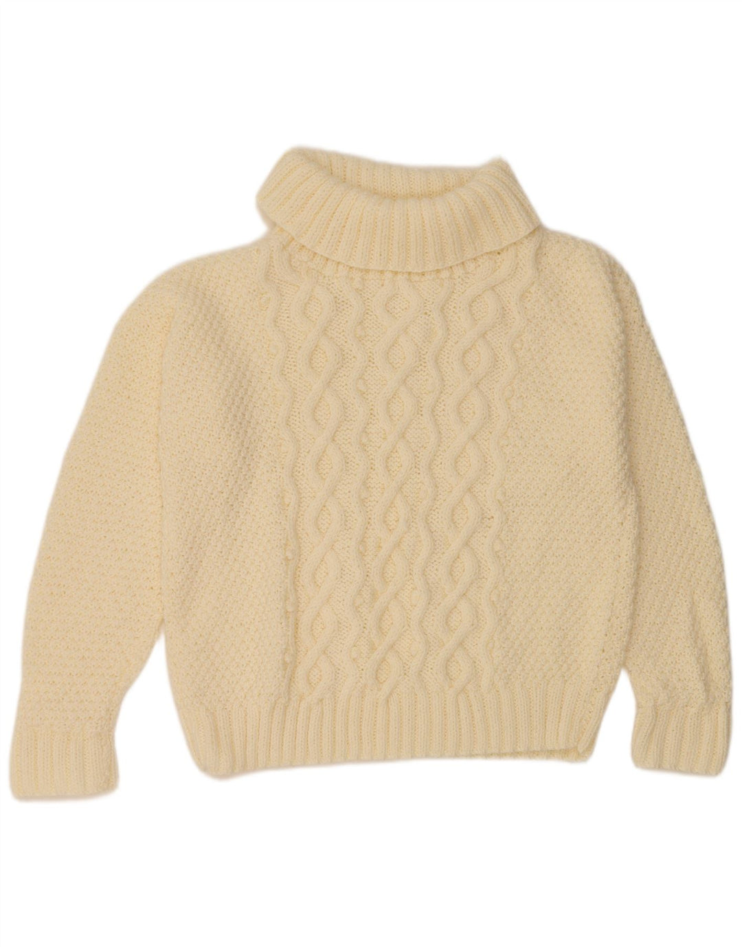 VINTAGE Suéter de jersey de cuello vuelto de gran tamaño para mujer Reino Unido 18 XL Blanco apagado