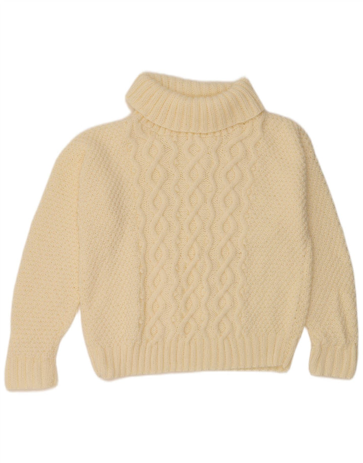 VINTAGE Suéter de jersey de cuello vuelto de gran tamaño para mujer Reino Unido 18 XL Blanco apagado