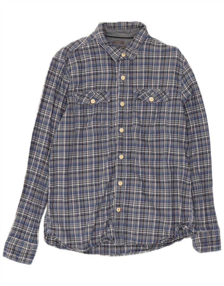 Camisa de franela de corte clásico a cuadros de algodón a cuadros en azul medio de Fat Face