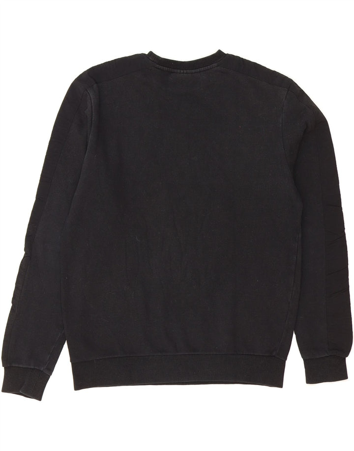 FILA Mens Graphic Sweatshirt Jumper Small Black Colourblock Cotton Vintage Fila and Second-Hand Fila from Messina Hembry 