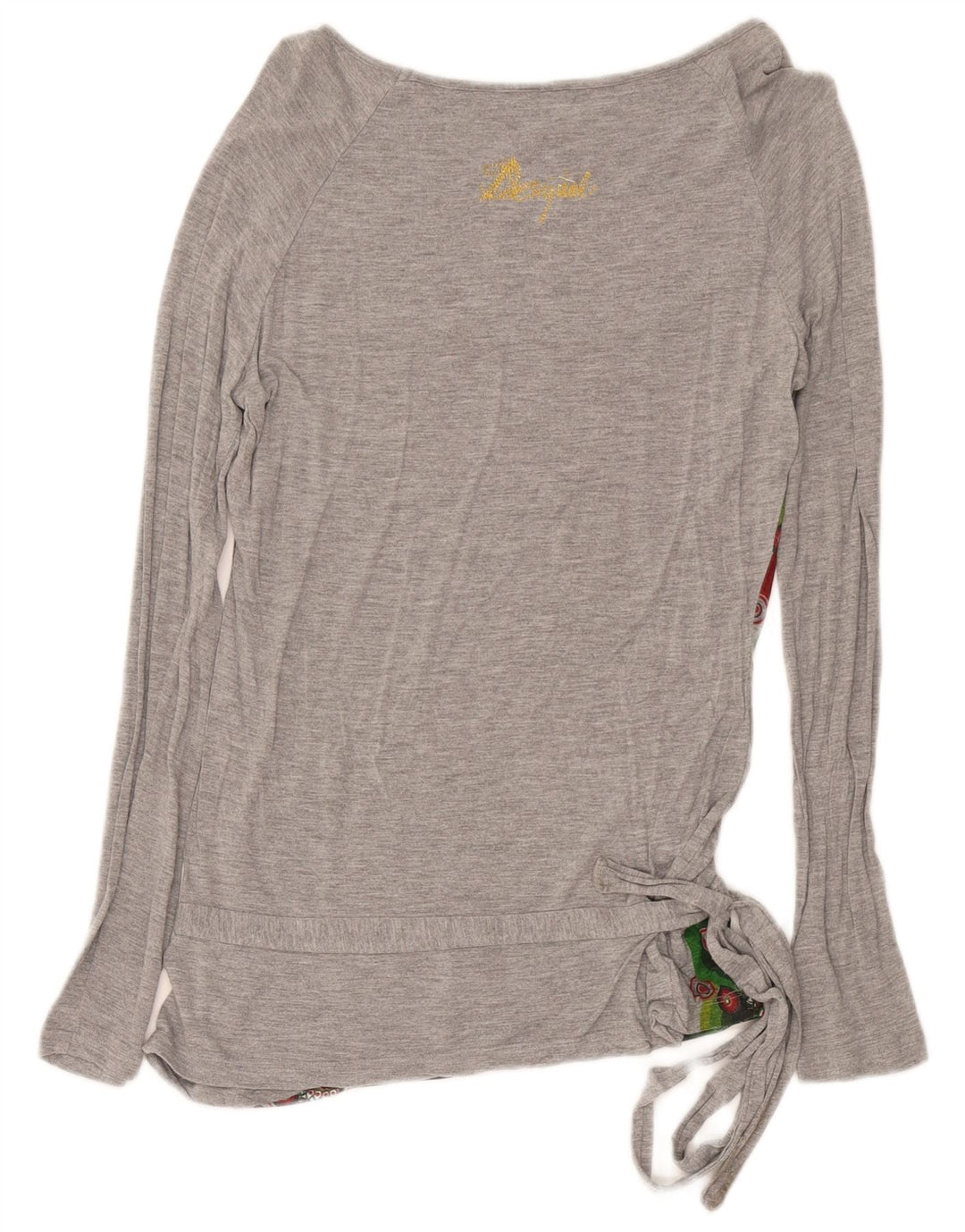 Desigual Mujer Gráfico Top Manga Larga Reino Unido 12 Gris Medio Geométrico