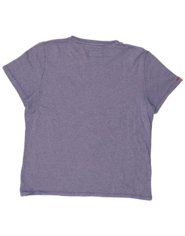 SUPERDRY Camiseta para hombre Top 2XL Algodón a rayas azules