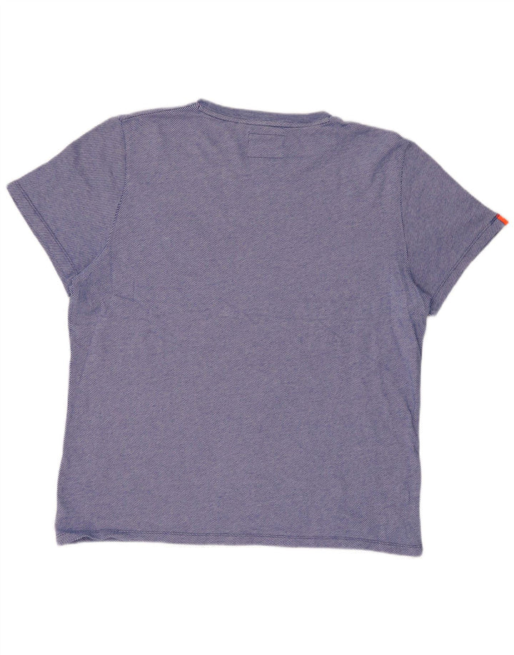 SUPERDRY Camiseta para hombre Top 2XL Algodón a rayas azules