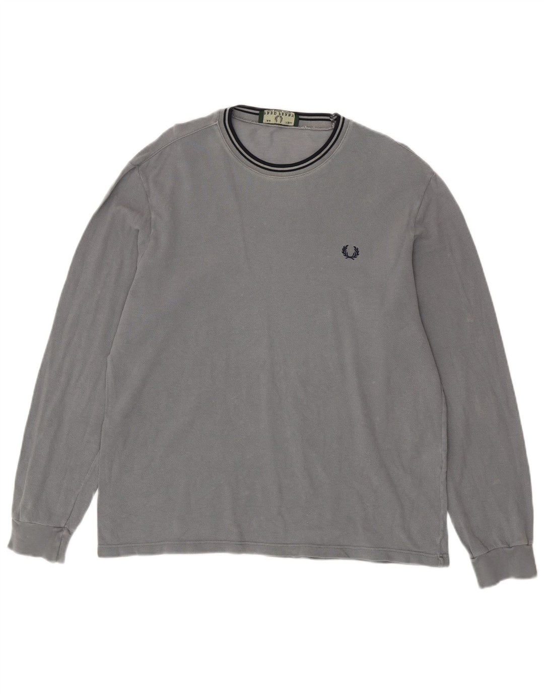 FRED PERRY Camiseta para hombre de manga larga de algodón gris medio