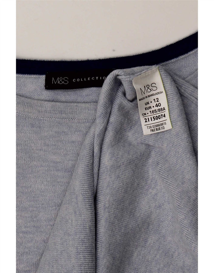 Marks & Spencer Top para mujer de manga larga UK 42 Algodón azul medio