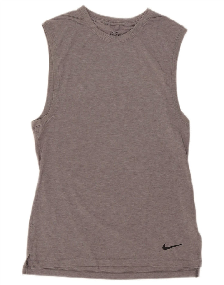 Nike Mujer Dri Fit Chaleco Top UK 10 Pequeño Gris Poliéster