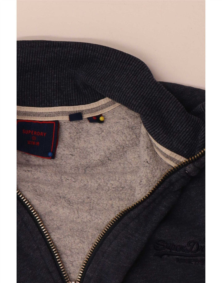 Superdry Sudadera con cuello y cremallera para hombre, jersey pequeño de algodón azul marino