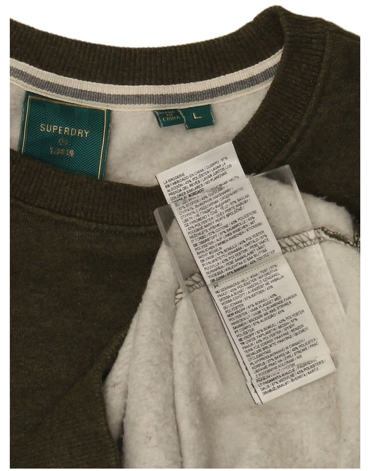 SUPERDRY Hombre Sudadera Jumper Large Khaki Algodón