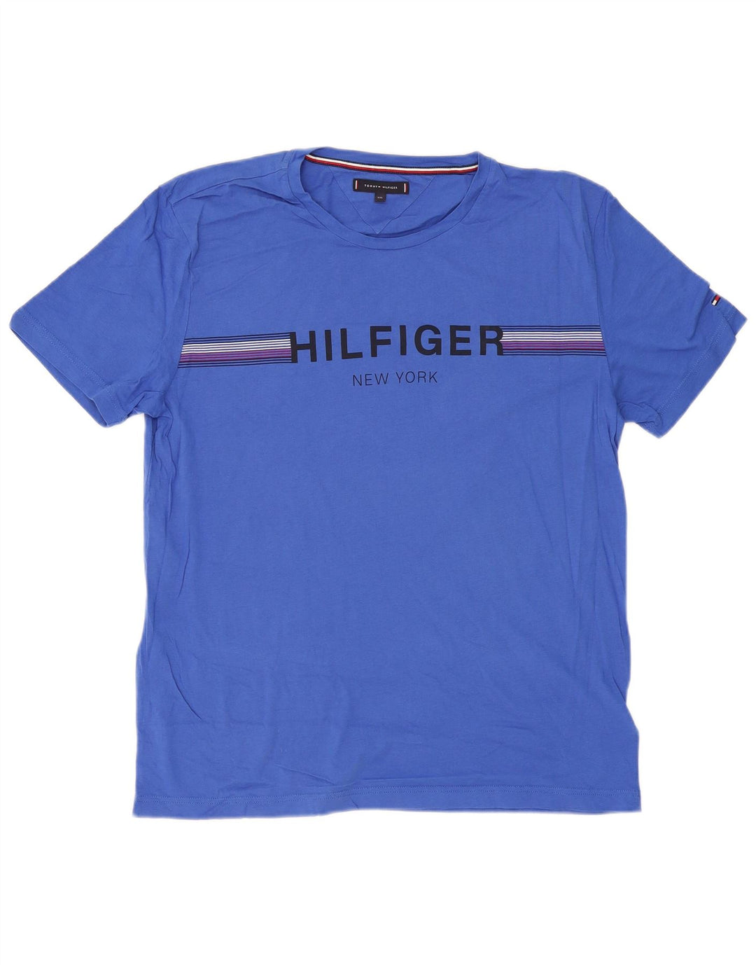 TOMMY HILFIGER Camiseta gráfica para hombre Top 2XL Algodón azul