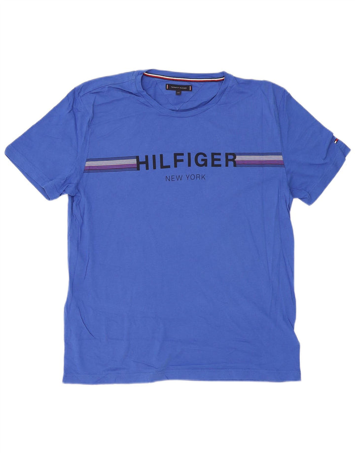 TOMMY HILFIGER Camiseta gráfica para hombre Top 2XL Algodón azul