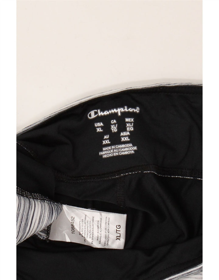 Champion Leggings Capri para mujer UK 40 XL Poliéster a rayas negras