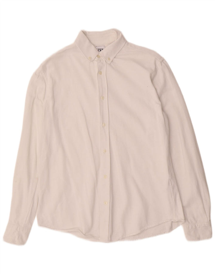 ZARA Hombre Camisa Regular Fit Algodón Blanco Mediano